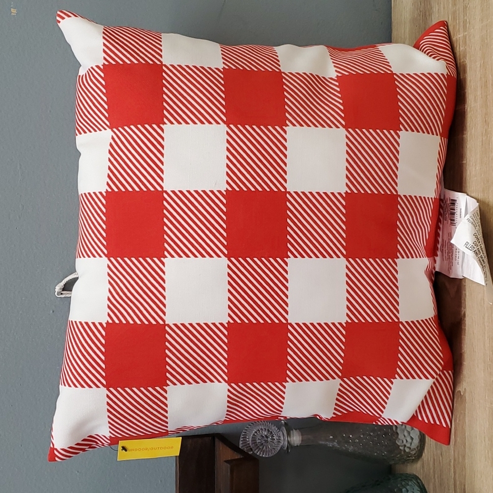 Sun Squad Gingham Square Throw Pillow - Indoor/Outdoor Decorative Pillow